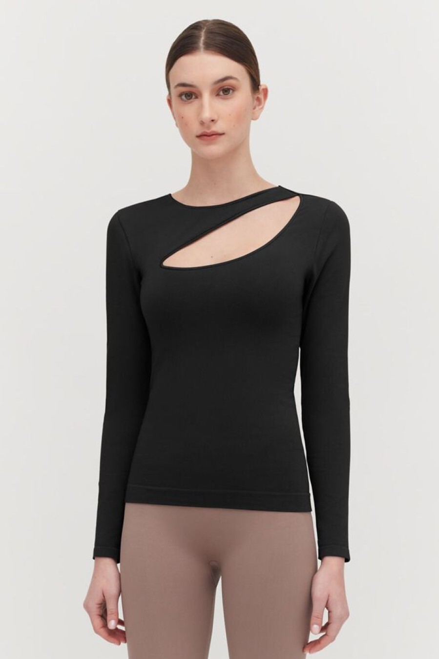 Clothing Cuyana | Stretch Long Sleeve Tee Black